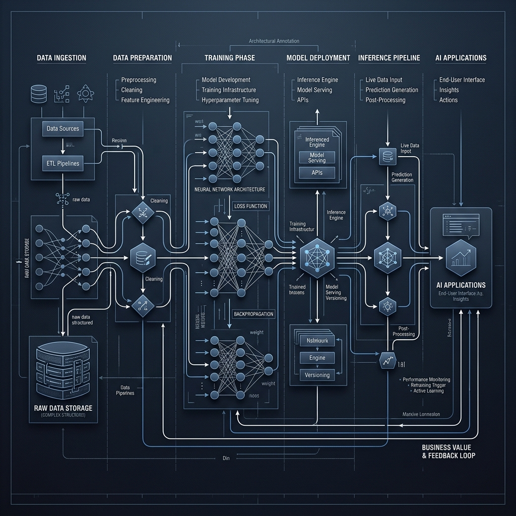End-to-end AI architecture schematic